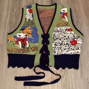 ELF SACK  For Fox Sake Lace-up Sweater Vest Size S